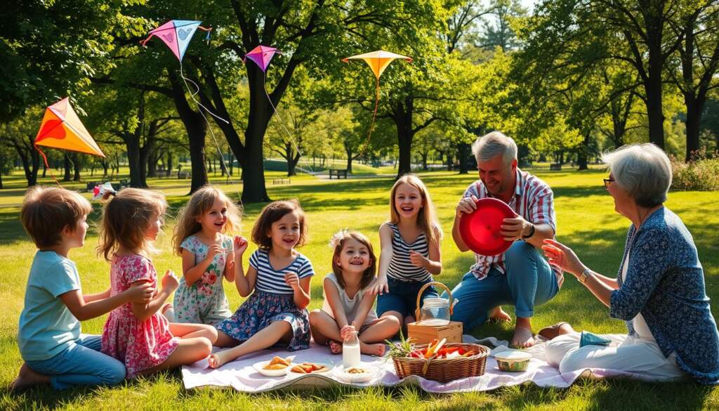 family enjoying activities together